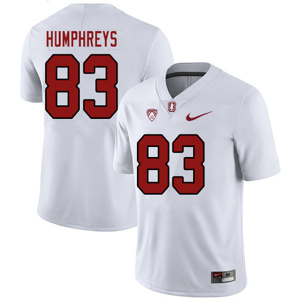 Men #83 John Humphreys Stanford Cardinal College Football Jerseys Sale-White - Click Image to Close